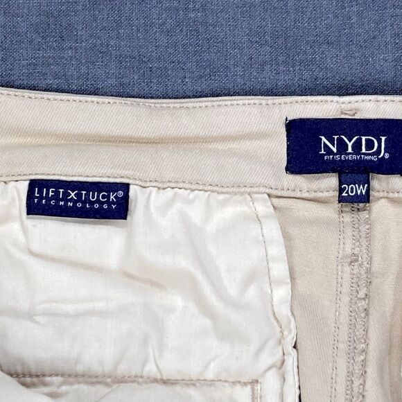 NYDJ Pants Womens Sz 20W Tan Khaki Marilyn Straight Leg Stretch Frayed Hem Ankle - Picture 16 of 16